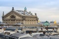 Palais Garnier(Opera House) with roofs of Paris. Royalty Free Stock Photo