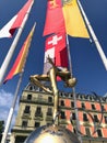 Statue in front of the Palais Wilson Royalty Free Stock Photo