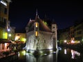 Palaise d'Isle in night, Annecy, France Royalty Free Stock Photo