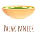 Palak paneer icon, cartoon style