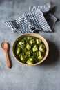 Palak paneer or spinach in cottage cheese curry on a background. Traditional Indian food. Royalty Free Stock Photo