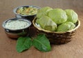 Palak Poori Indian Vegetarian Breakfast with Coconut Chutney
