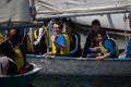 Palamos, Catalonia, may 2016: children learn to sail on yachts Royalty Free Stock Photo
