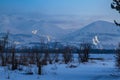 Palandoken mountain with ski resort lights at night in Erzurum