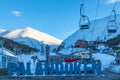 Skilifts and paladoken ski center at ejder hill in Palandoken mountain, Erzurum, Turkey