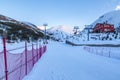 Skilifts and paladoken ski center at ejder hill in Palandoken mountain, Erzurum, Turkey