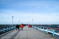 Palanga, Lithuania - February 12, 2022: Famous marine pier in the Baltic resort city of Palanga, Lithuania, in smelt