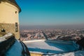 Palanok castle layered with snow Royalty Free Stock Photo