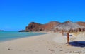 Palapa in the Balandra beach in la paz city, baja california sur V Royalty Free Stock Photo