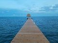 Palapa dock view Belize Royalty Free Stock Photo