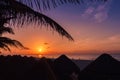 A palapa hut on the beach at sunset in Playa del Carmen Mexico Royalty Free Stock Photo