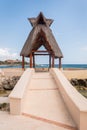 Palapa at mexican beach near cancun Royalty Free Stock Photo