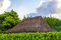 Palapa roof resort in tropical beach Playa del Carmen Mexico Royalty Free Stock Photo