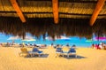 Palapa Straw hut umbrella on Tropical Beach