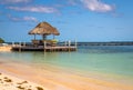 Palapas on the Beach in Belize island Royalty Free Stock Photo