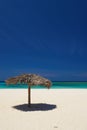 Palapas on Holguin beach in Cuba Royalty Free Stock Photo