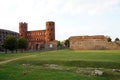 Palatine gate and ruin walls in the Archaeological Park of Turin, Italy