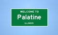 Palatine, Illinois city limit sign. Town sign from the USA.
