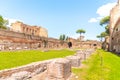 Palatine stadium - Hippodrome of Domitian. Palatine Hill archaeological site, Rome, Italy Royalty Free Stock Photo