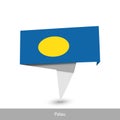 Palau Country flag. Folded ribbon banner flag
