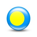 Palau country flag in sphere with white shadow