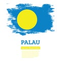 Palau Flag with Brush Strokes. Vector Illustration.