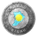Palau Flag Button with Map Royalty Free Stock Photo