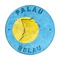 Palau Flag Button with Map Royalty Free Stock Photo