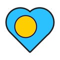 Palau Flag Festive Patriot Heart Outline Icon