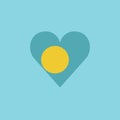 Palau flag icon in a heart shape in flat design