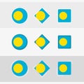 Palau flag icons set, vector flag of Palau Royalty Free Stock Photo