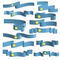 palau flag ribbon vector set Royalty Free Stock Photo