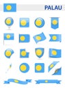 Palau Flag Vector Set Royalty Free Stock Photo
