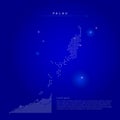 Palau illuminated map with glowing dots. Dark blue space background. Vector illustration