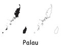Palau Country Map. Black silhouette and outline isolated on white background. EPS Vector