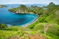 Palau Padar with ohm shaped beach in Komodo National Park, Flores, Indonesia