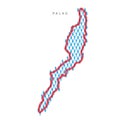 Palau population map. Stick figures Palauan people map. Pattern of men and women. Flat vector illustration