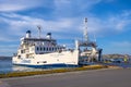 Palau, Italy - Panoramic view of touristic yacht port and marina - Porto Turistico Palau - with ferry pier and at the Costa