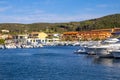 Palau, Italy - Panoramic view of touristic yacht port and marina - Porto Turistico Palau - with yachts pier and at the Costa