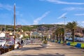 Palau, Italy - Panoramic view of touristic yacht port and marina - Porto Turistico Palau - with yachts pier and at the Costa