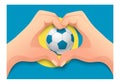 Palau soccer ball and hand heart shape