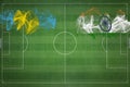 Palau vs India Soccer Match, national colors, national flags, soccer field, football game, Copy space