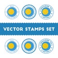 Palauan flag rubber stamps set.