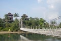 Palawan Beach hanging bridge in Sentosa, Singapore Royalty Free Stock Photo