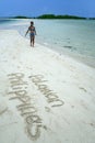 Palawan beach philippines writing in the sand Royalty Free Stock Photo