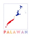 Palawan Logo. Map of Palawan with island name and. Royalty Free Stock Photo