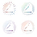 Palawan low poly sunburst set. Royalty Free Stock Photo