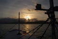 Silhouette of passenger boat during sunset in Palawan, Philippines