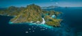 Palawan, Philippines aerial panorama natural scenery of tropical Miniloc island with Big and Small lagoon. El Nido Royalty Free Stock Photo