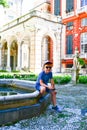 little tourist near Palazzo Rosso ,Genoa , Italy Royalty Free Stock Photo